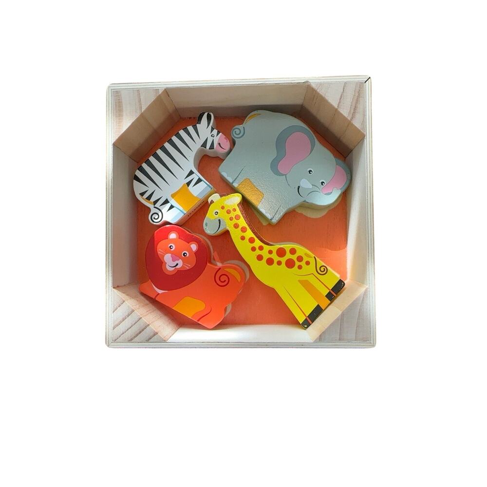 Melissa & Doug Safari Chunky Wooden Puzzle Replacement Pieces 4 Animals Box